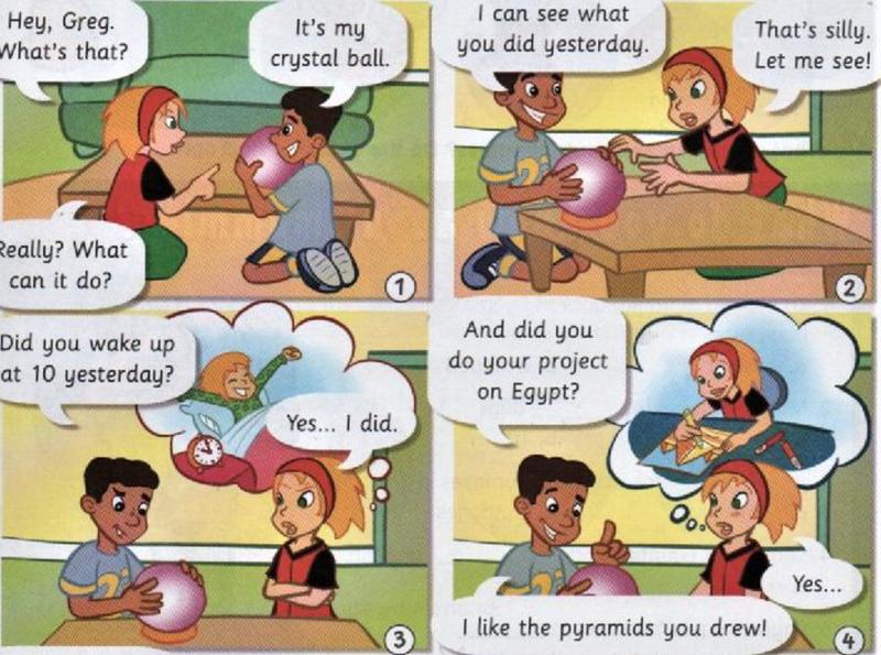 Comic: Greg shows Anna a crystal ball and asks her what she did yesterday; she answers yes each time