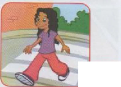 A girl walking over a zebra crossing