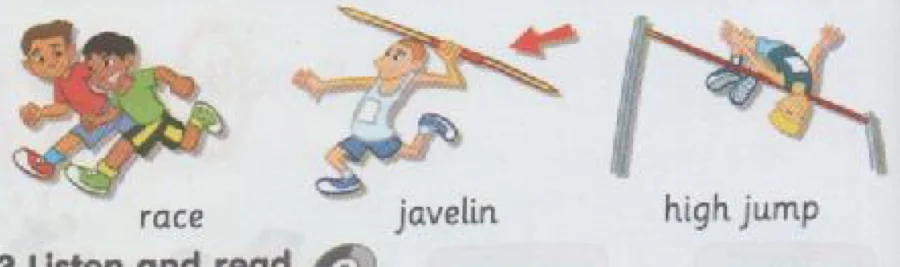 Picture words for the module: race, javelin, high jump