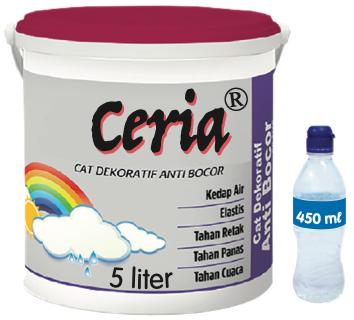 Sebuah tin cat 5 liter dan sebotol air 450 mℓ