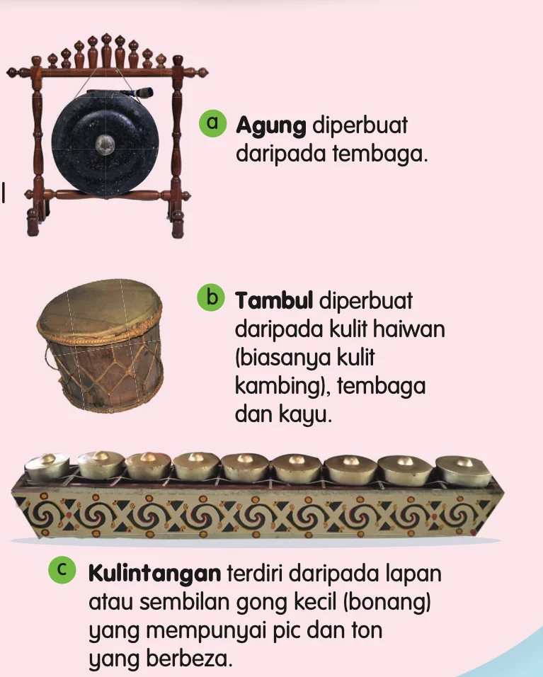 Gambar agung, tambul dan kulintangan dengan penerangan