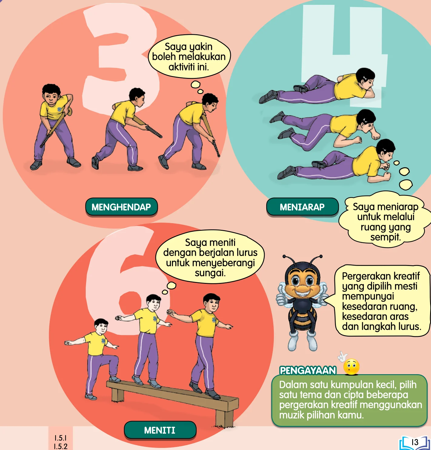 Menghendap, meniarap dan meniti