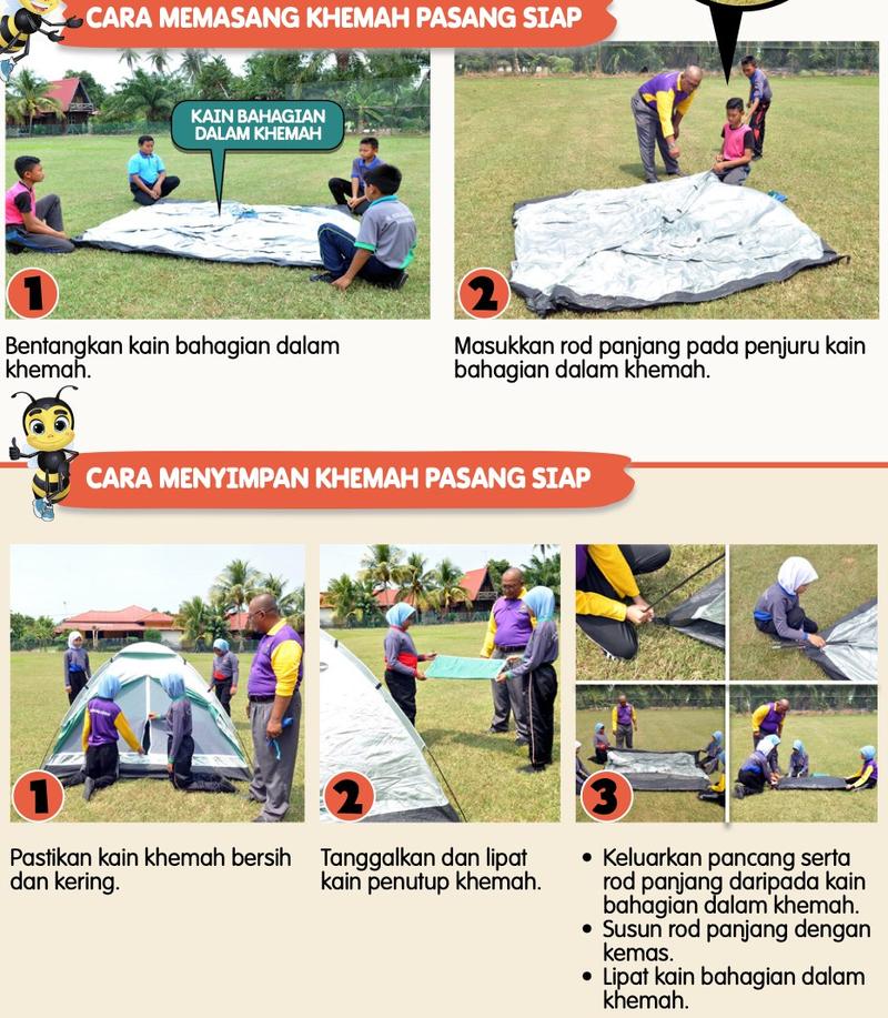 Langkah memasang dan menyimpan khemah