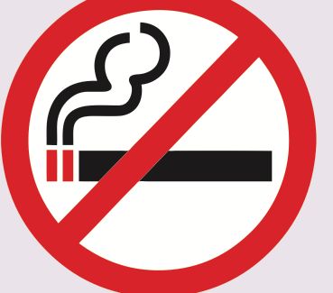 Bulatan merah dengan rokok disilang