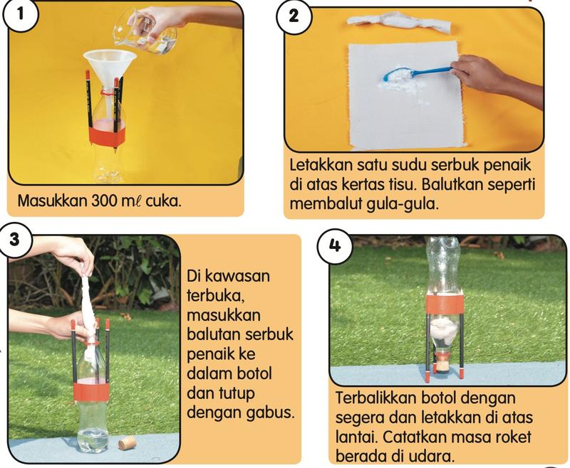 Empat langkah membina dan melancarkan model roket daripada botol