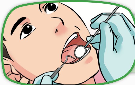 Doktor gigi menggunakan cermin kecil untuk melihat gigi pesakit