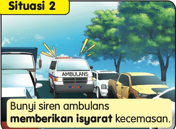 Sebuah ambulans dengan siren di jalan raya yang sesak