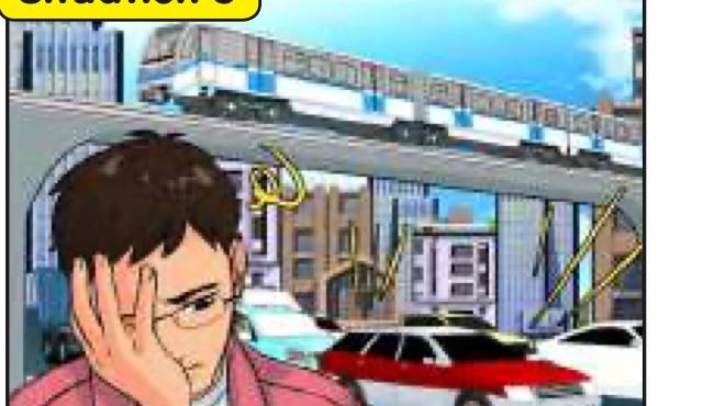 A man holding his head with a hand, disturbed by traffic noise