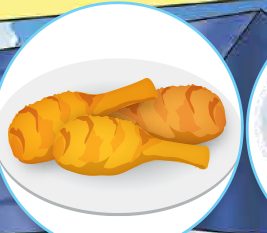 Dua batang peha ayam goreng di atas pinggan