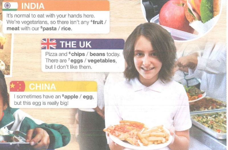 School food around the world: lunches in India, the UK and China, and a girl holding a plate of pizza and chips