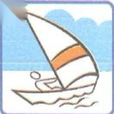A sailing boat with a big sail on the water