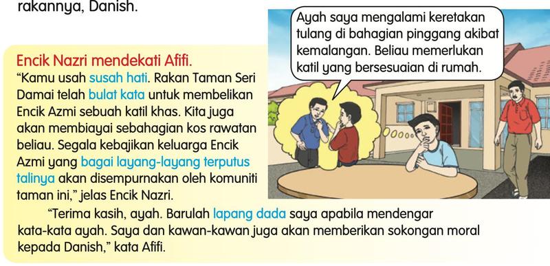 Encik Nazri memujuk Afifi; ungkapan susah hati, bulat kata, bagai layang-layang terputus talinya dan lapang dada berwarna biru