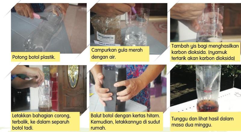 Enam langkah membuat perangkap nyamuk daripada botol plastik