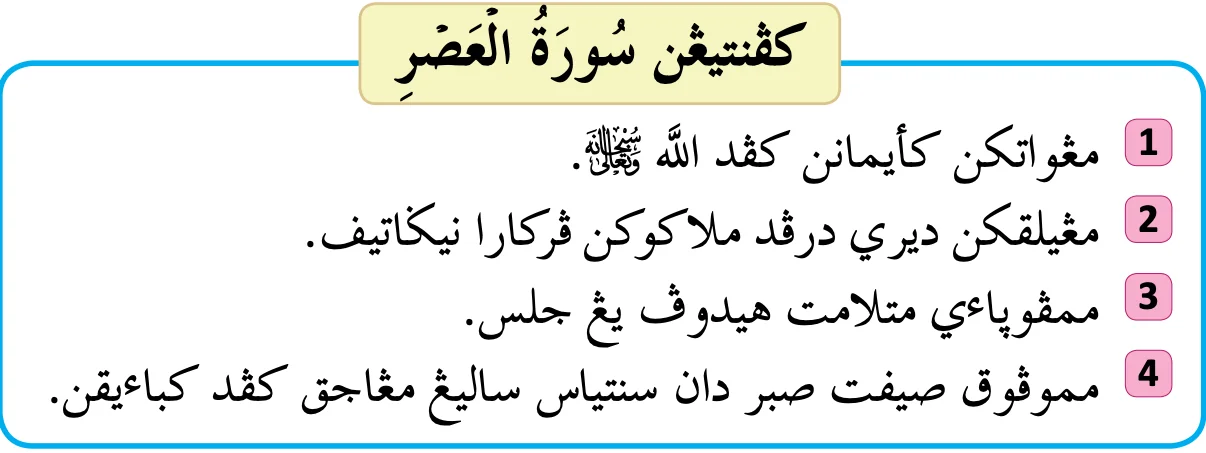 Empat kepentingan surah al-'Asr dalam tulisan Jawi