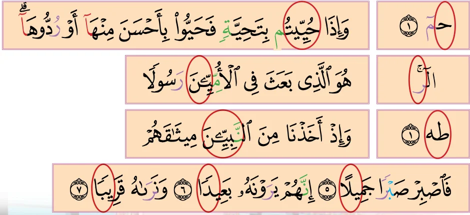 Potongan ayat latihan mad tamkin, mad iwad dan mad tabii