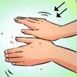 Langkah R: menipiskan debu pada kedua-dua tangan