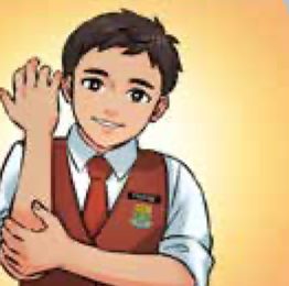 Seorang murid menyapu lengannya hingga ke siku