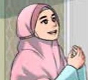 Seorang murid perempuan bertudung mengangkat tangan berdoa