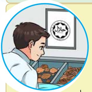 Seorang lelaki memilih roti di kaunter yang berlogo halal