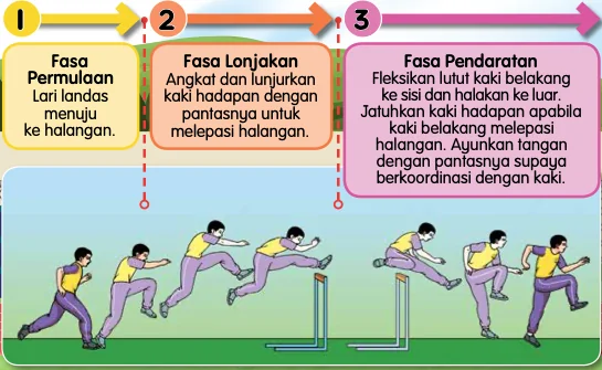 Tiga fasa lari berhalangan: permulaan, lonjakan dan pendaratan