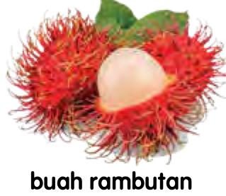 Buah rambutan berkulit merah dengan isi putih