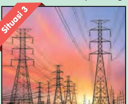 Kabel elektrik dipasang di antara tiang elektrik yang tinggi