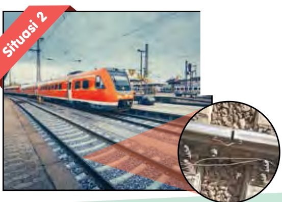 Kereta api di landasan dengan gambar dekat ruang pada penyambung landasan