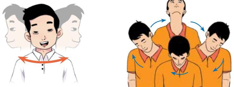 A boy turning his head from side to side and nodding