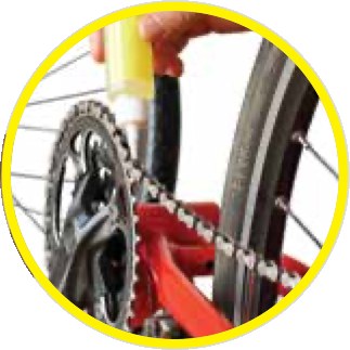 Oil applied to a bicycle chain