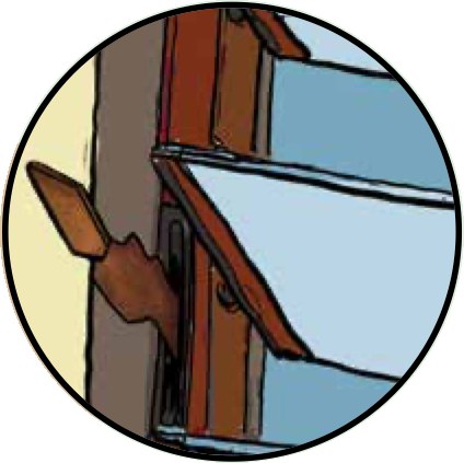 A rusty window handle