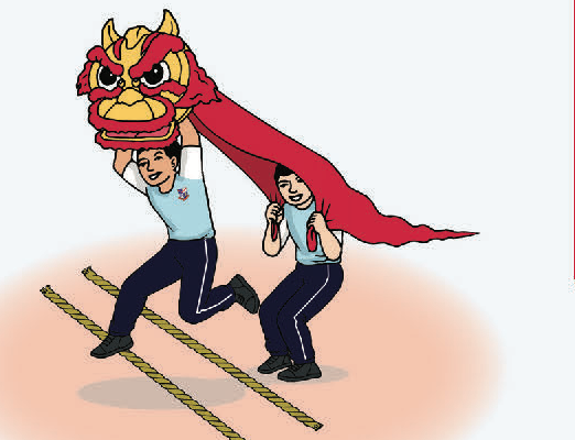 Singa melompat melepasi tali