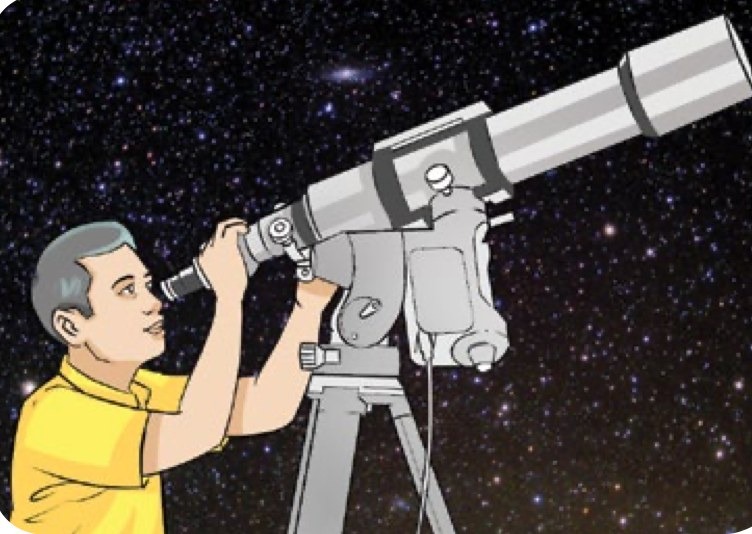 Seorang lelaki memerhati langit malam melalui teleskop