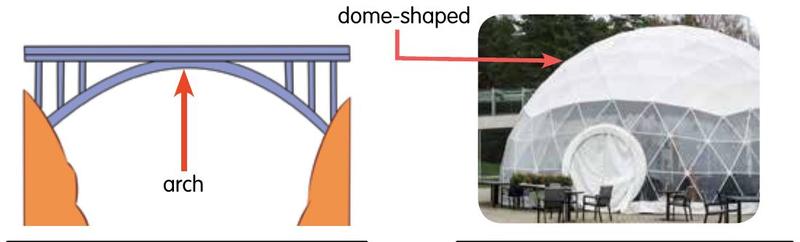 A bridge supported by an arch, and a dome-shaped tent