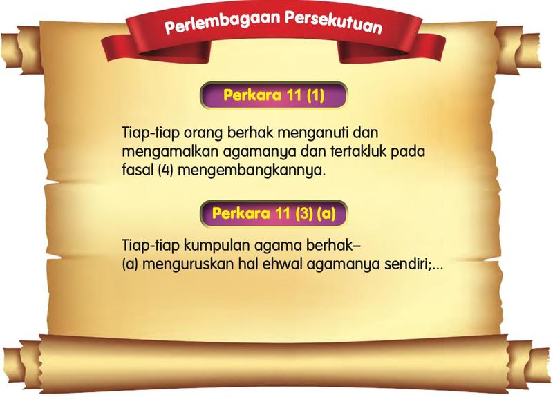 Gulungan Perlembagaan Persekutuan dengan Perkara 11 (1) dan 11 (3) (a)