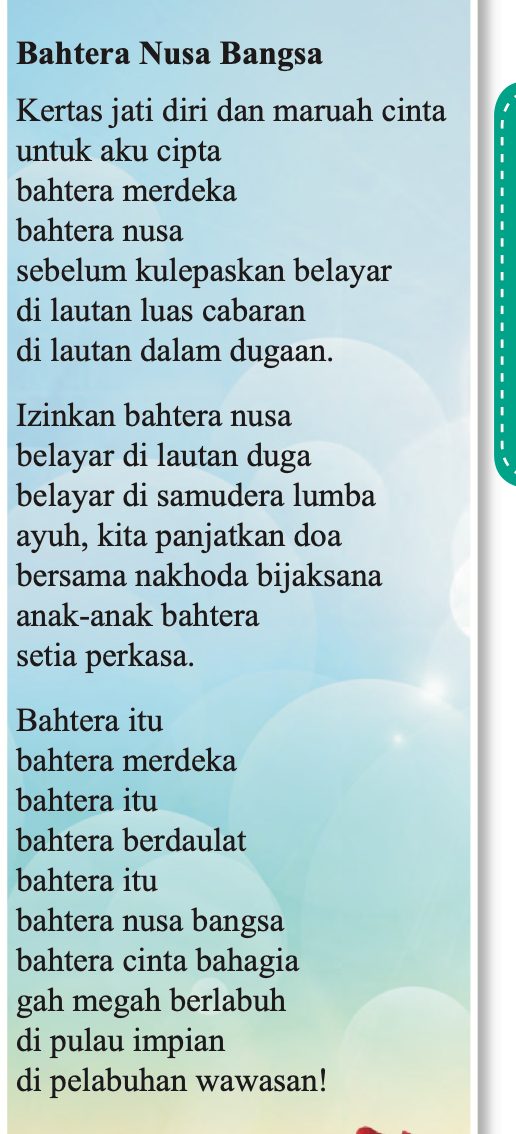 Teks sajak Bahtera Nusa Bangsa, tiga rangkap