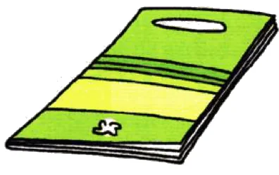 A green exercise book