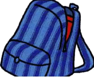A blue striped backpack