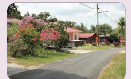 Jalan kampung dan rumah di kawasan FELDA