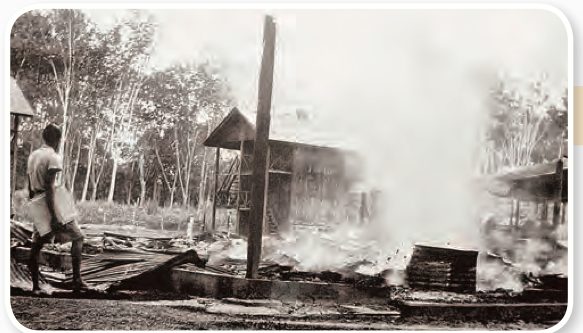 Rumah terbakar semasa darurat