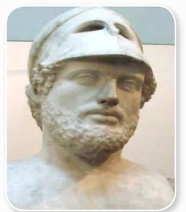 Patung kepala Pericles memakai topi besi