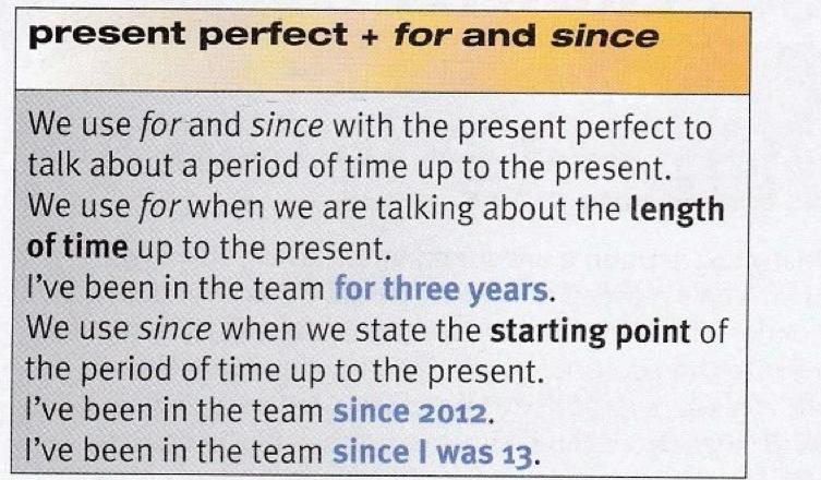 Textbook grammar box: for is the length of time, since is the starting point. I've been in the team for three years, since 2012, since I was 13.
