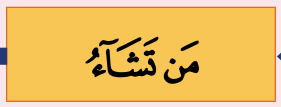 Potongan ayat 26: kalimah man dan tasya'u