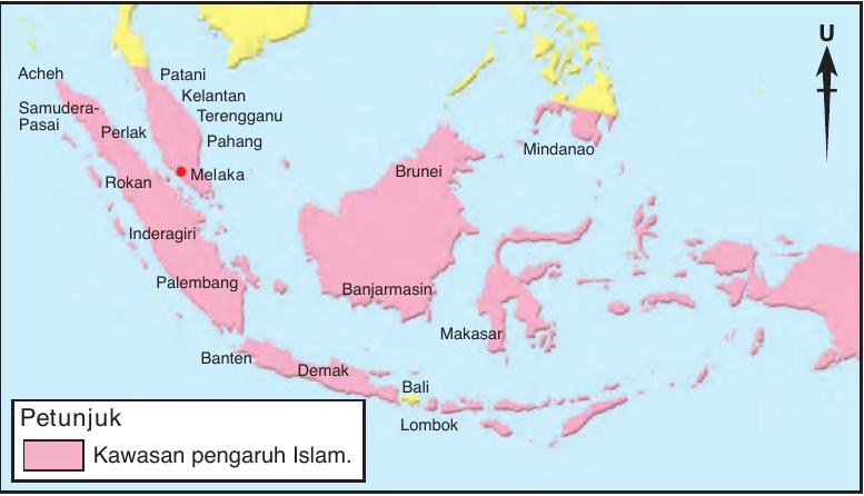 Peta kawasan pengaruh Islam di Alam Melayu