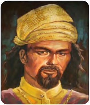Lakaran wajah Sultan Alauddin Riayat Shah I berserban kuning