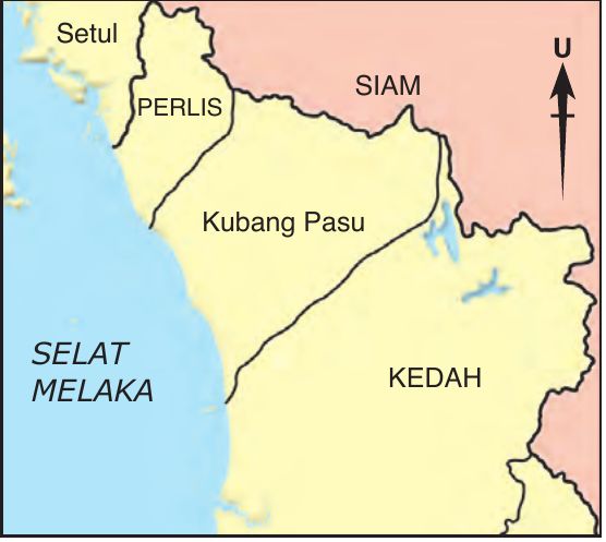 Peta negeri naungan Siam: Setul, Perlis, Kubang Pasu dan Kedah