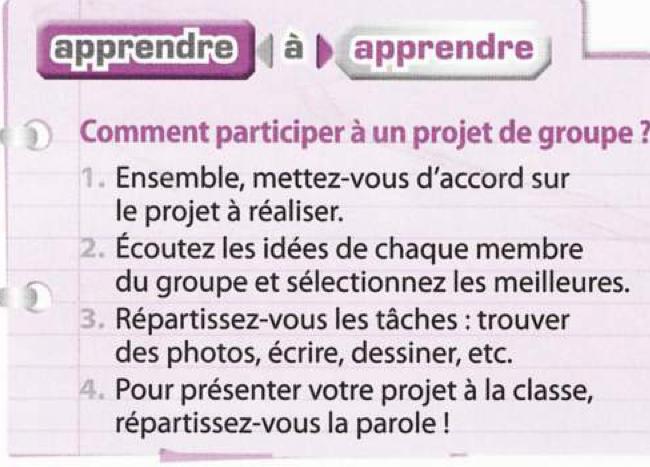 Textbook box with four tips for taking part in a group project