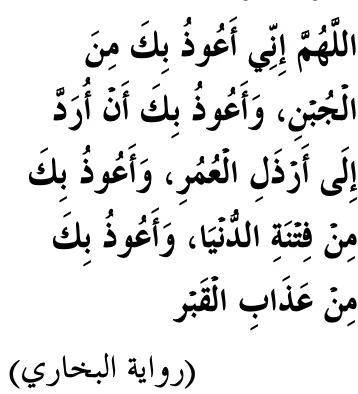 Doa Rasulullah SAW memohon perlindungan daripada pengecut, dikembalikan kepada usia tua yang hina, fitnah dunia dan azab kubur, seperti dalam buku teks
