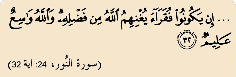 Surah an-Nur ayat 32: jika mereka miskin, Allah akan memberikan kekayaan kepada mereka daripada limpah kurnia-Nya