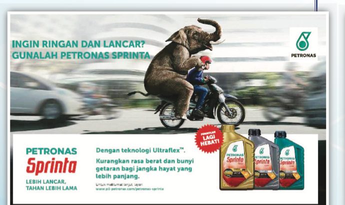 Gajah menunggang motosikal dalam iklan minyak pelincir