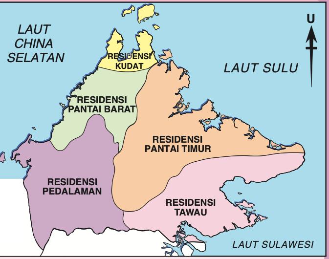 Peta Sabah dibahagikan kepada lima residensi